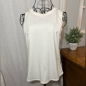 CALIA by Carrie Underwood Cream Tank Top w/Embellished Floral Back Pattern